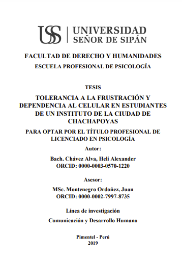 Tolerancia a la frustración y dependencia al celular en estudiantes de un instituto de la ciudad de Chachapoyas