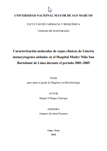 Caracterización molecular de cepas clínicas de Listeria monocytogenes aisladas