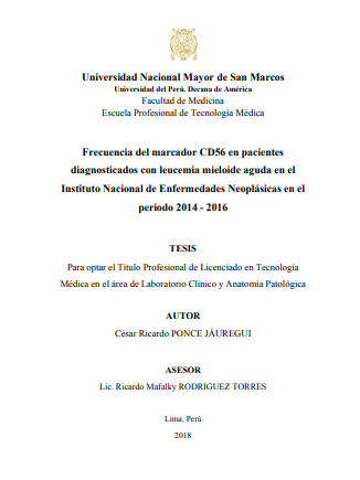 Frecuencia del marcador CD56 en pacientes diagnosticados con leucemia mieloide aguda