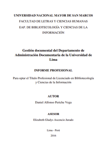 Gestión documental del Departamento de Administración Documentaria de la Universidad de Lima