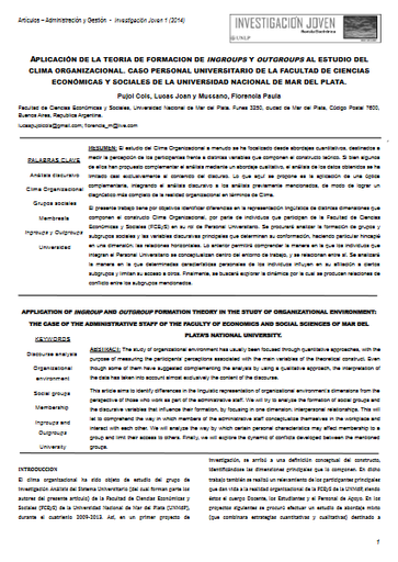 Aplicación de la teoria de formacion de ingroups y outgroups al estudio del clima organizacional