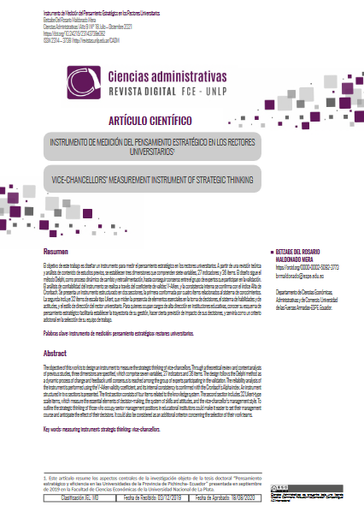 Instrumento de medición del pensamiento estratégico en los rectores universitarios