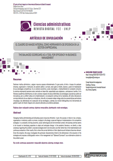 El cuadro de mando integral como herramienta de eficiencia en la gestión empresarial