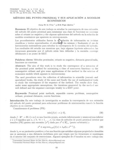 MÉTODO DEL PUNTO PROXIMAL y SUS APLICACIÓN A MODELOS ECONÓMICOS