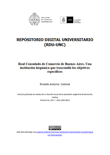 Real Consulado de Comercio de Buenos Aires. Una institución hispánica que trascendió los objetivos específicos