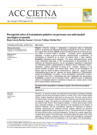 Percepción sobre el tratamiento paliativo en personas con enfermedad oncológica avanzada.