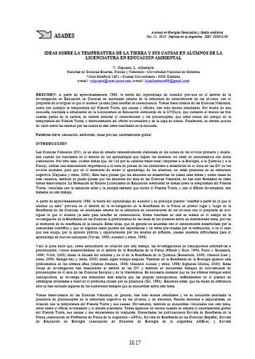 Ideas sobre la temperatura de la tierra y sus causas en alumnos de la Licenciatura en Educación Ambiental