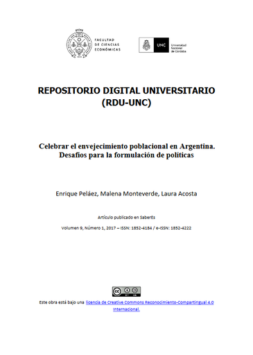 Celebrar el envejecimiento poblacional en Argentina. Desafíos para la formulación de políticas