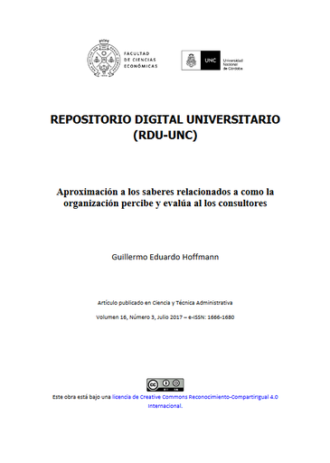 Aproximación a los saberes relacionados a cómo la organización percibe y evalúa a los consultores