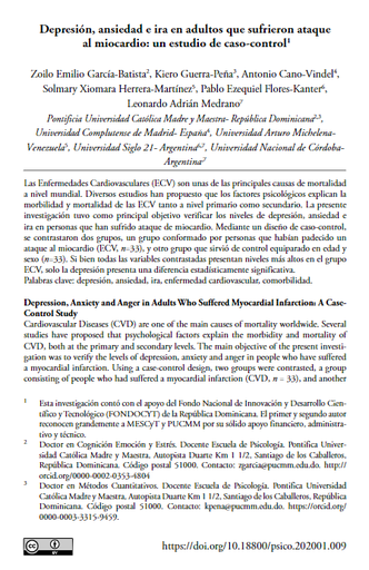 Depresión, ansiedad e ira en adultos que sufrieron ataque al miocardio: un estudio de caso-control