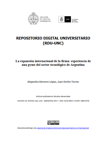 La expansión internacional de la firma: experiencia de una pyme del sector tecnológico de Argentina