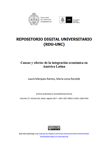 Causas y efectos de la integración económica en América Latina