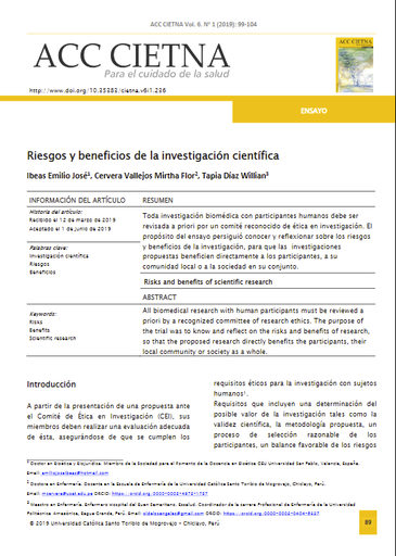 Riesgos y beneficios de la investigación científica