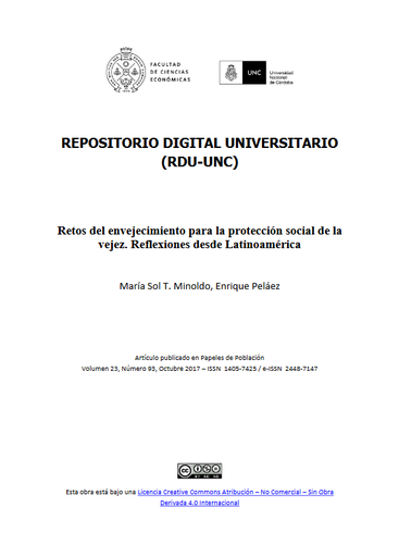 Retos del envejecimiento para la protección social de la vejez. Reflexiones desde Latinoamérica