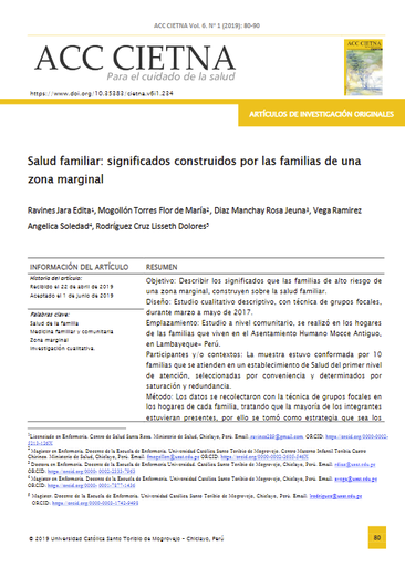 Salud familiar: significados construidos por las familias de una zona marginal