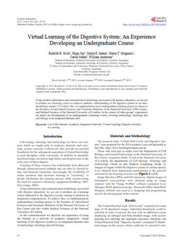 Virtual learning of the digestive system: an experience developing an undergraduate course.