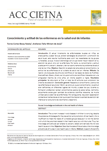 Conocimiento y actitud de las enfermeras en la salud oral de infantes