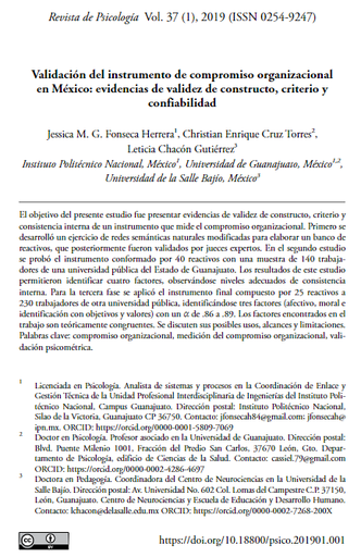 Validación del instrumento de compromiso organizacional en México: evidencias de validez de constructo, criterio y confiabilidad