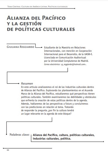 Alianza del Pacífico y la gestión de políticas culturales