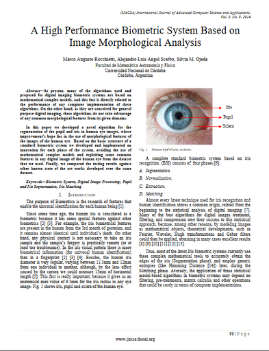 A high performance biometric system based on image morphological analysis