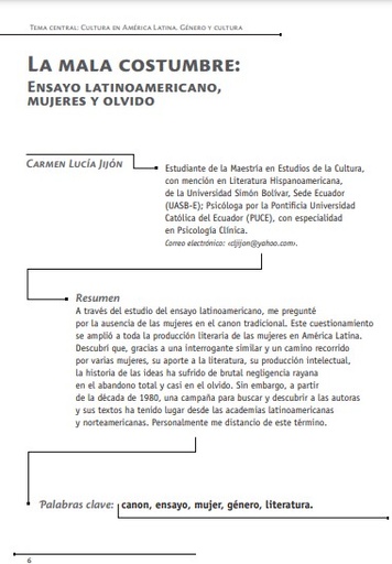 La mala costumbre: ensayo latinoamericano, mujeres y olvido