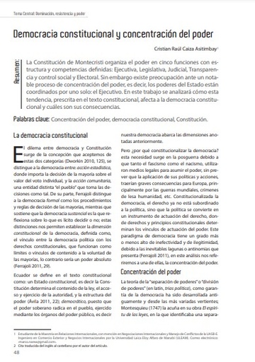 Democracia constitucional y concentración del poder