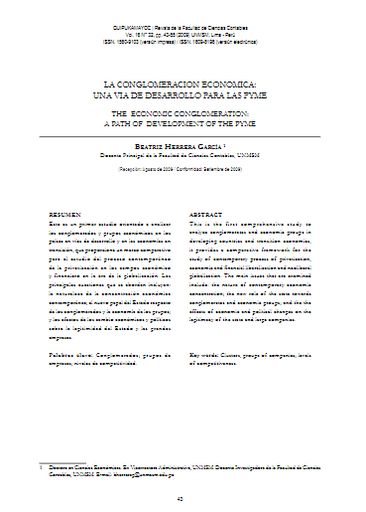 LA CONGLOMERACION ECONOMICA: UNA VIA DE DESARROLLO PARA LAS PYME