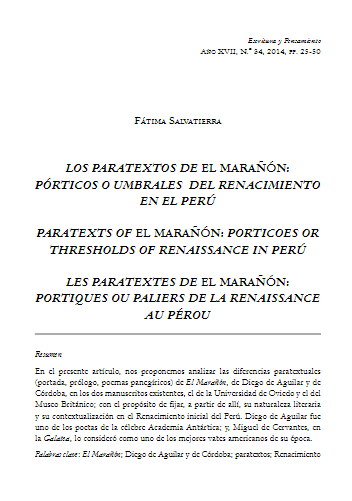 LOS PARATEXTOS DE EL MARAÑÓN: PÓRTICOS O UMBRALES DEL RENACIMIENTO EN EL PERÚ