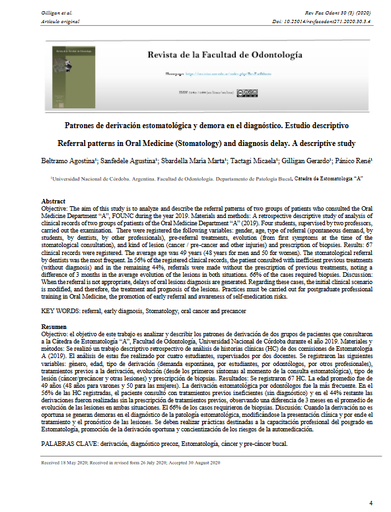 Patrones de derivación estomatológica y demora en el diagnóstico. Estudio descriptivo
