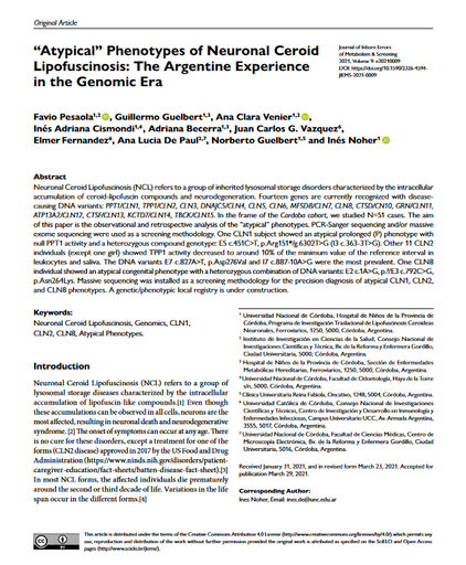 &quot;Atypical&quot; phenotypes of neuronal ceroid lipofuscinosis: the Argentine experience in the genomic era