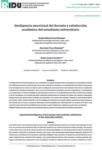 Inteligencia emocional del docente y satisfacción académica del estudiante universitario