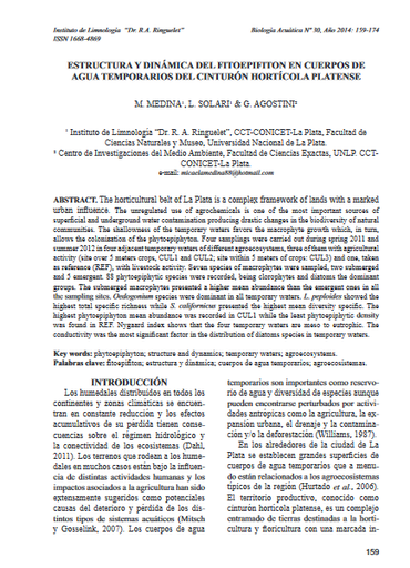 Estructura y dinámica del fitoepifiton en cuerpos de agua temporarios del Cinturón Hortícola Platense