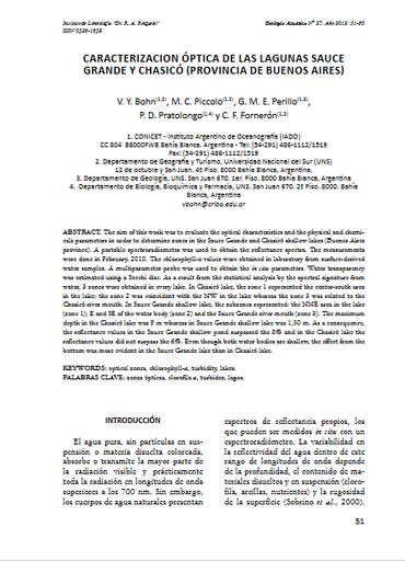 Caracterización óptica de las lagunas Sauce Grande y Chasicó (provincia de Buenos Aires)