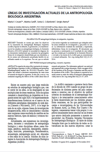 Líneas de investigación actuales de la antropología biológica argentina