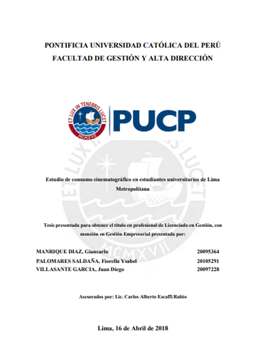 Estudio de consumo cinematográfico en estudiantes universitarios de Lima Metropolitana