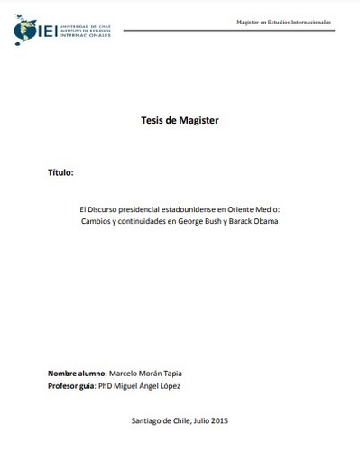 El discurso presidencial estadounidense en Oriente Medio : cambios y continuidades en George Bush y Barack Obama