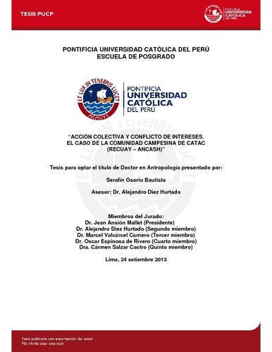 Acción colectiva y conflicto de intereses: el caso de la comunidad campesina de Catac (Recuay-Ancash).