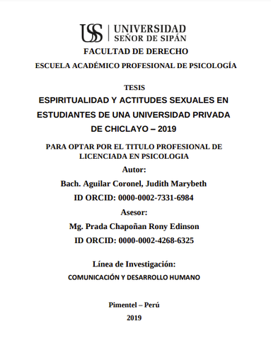 Espiritualidad y actitudes sexuales en estudiantes de una universidad privada de Chiclayo - 2019