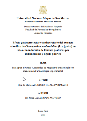 Efecto gastroprotector y antisecretorio del extracto etanólico de Chenopodium ambrosioides