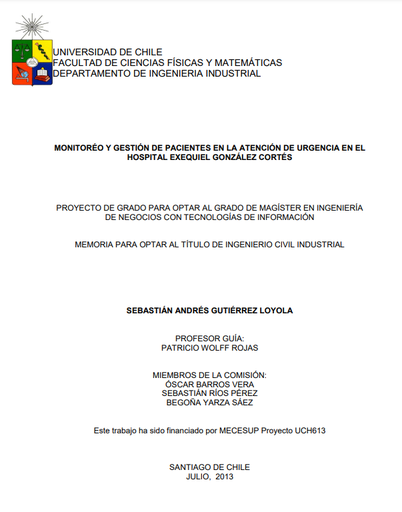 Monitoreo y gestión de pacientes en la atención de urgencia en el Hospital Exequiel González Cortés