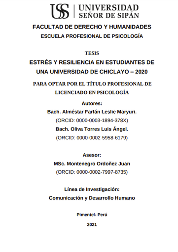 Estrés y resiliencia en estudiantes de una universidad de Chiclayo - 2020