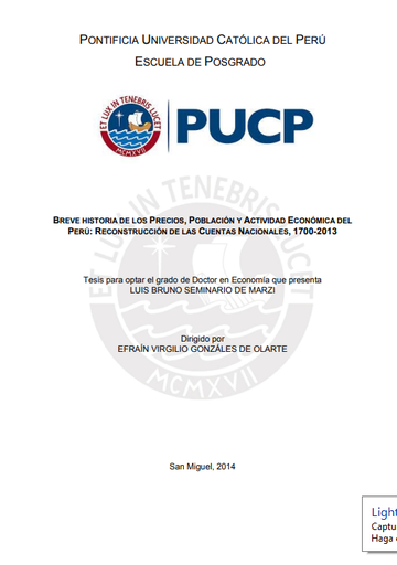 Breve historia de los precios, población y actividad económica del Perú