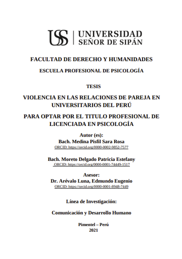 Violencia en las relaciones de pareja en universitarios del Perú