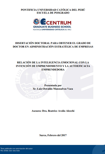 Relación de la inteligencia emocional con la intención de emprendimiento y la autoeficacia emprendedora