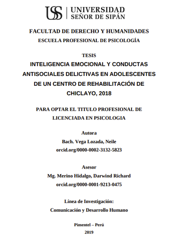 Inteligencia emocional y conductas antisociales delictivas en adolescentes de un centro de rehabilitación de Chiclayo, 2018