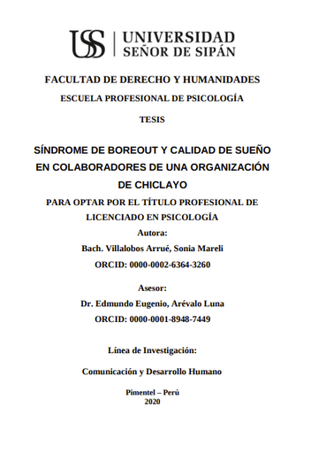 Síndrome de Boreout y calidad de sueño en colaboradores de una organización de Chiclayo