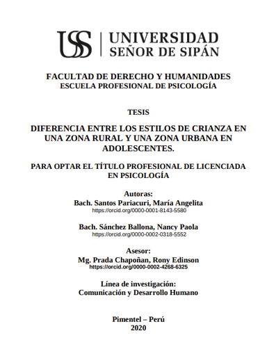 Diferencia entre los estilos de crianza en una zona rural y una zona urbana en adolescentes