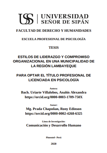 Estilos de liderazgo y compromiso organizacional en una municipalidad de la región Lambayeque