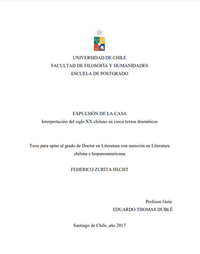 Expulsión de la casa: interpretación del siglo XX chileno en cinco textos dramáticos