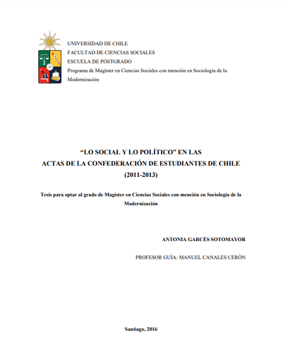 &quot;Lo social y lo político&quot; en las actas de la confederación de estudiantes de Chile (2011-2013)